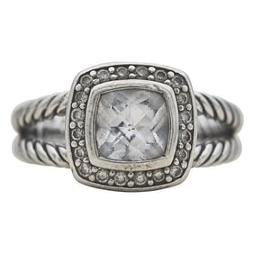 David Yurman Petite Albion Sterling Silver White Topaz and Diamond Ring