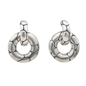John Hardy Kali Pebble Sterling Silver Door Knocker Earrings