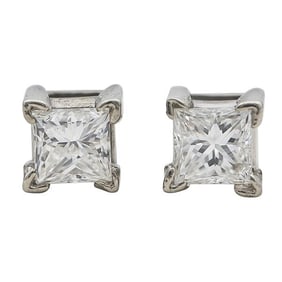 14k White Gold Princess-Cut Diamond 0.55 ctw Stud Earrings