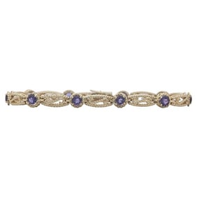14k Yellow Gold Amethyst Rope Design Bracelet