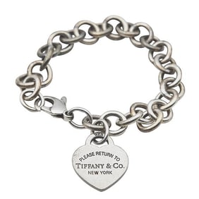 Tiffany & Co. Please Return To Tiffany Sterling Silver Heart Tag Charm Bracelet