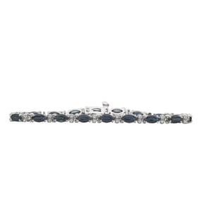 14k White Gold Alternating Sapphire and Diamond Tennis Bracelet