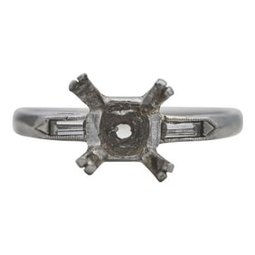 Platinum Tapered Baguette Diamond Engagement Ring Setting