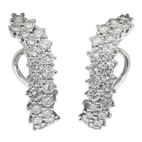 18k White Gold Diamond Two Row Drop Earrings