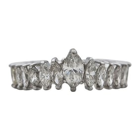 Platinum Graduated Marquise-Shaped Diamond Eternity Band Ring
