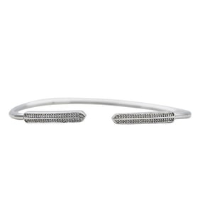 Sterling Silver Diamond Flexible Cuff Bangle Bracelet