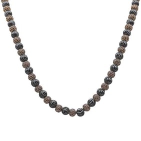 Jason of Beverly Hills 18k Yellow Gold Orange Sapphire and Black Bead Necklace Numbered 43 of 75