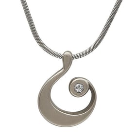 14k White Gold Diamond Pendant and Snake Chain Necklace