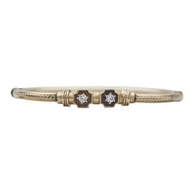 14k Yellow Gold Diamond Hinged Bangle Bracelet