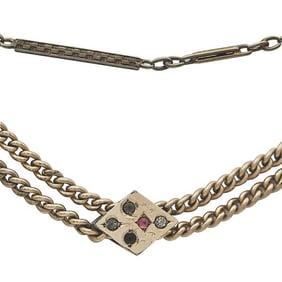 Lot of 2 14k Gold Gem-Set Antique Watch Chains