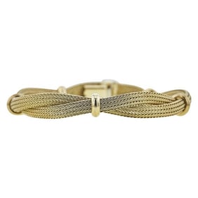 Italian 14k Yellow Gold Braided Two Row Chain Bracelet