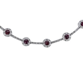 14k White Gold Ruby and Diamond Collar Necklace