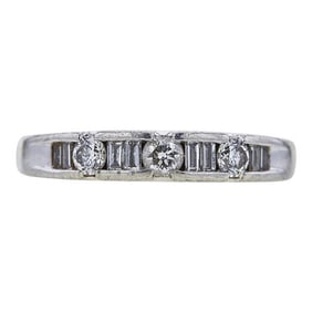 Platinum Mixed-Cut Diamond Band Ring