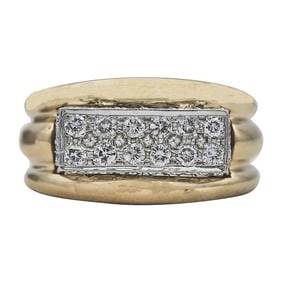 18k Yellow and White Gold Diamond Band Ring