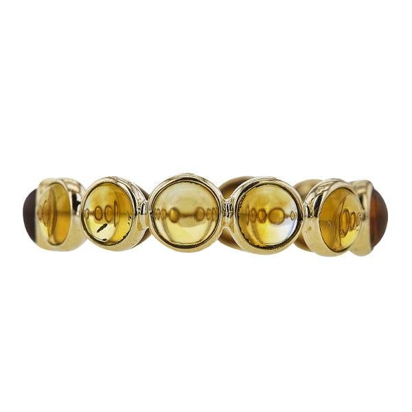 18k Yellow Gold Bezel-Set Citrine Eternity Band Ring: Ring size 8, Stamped 18K. 1.8 grams. Gemstones have not been graded for color and clarity, and tested for clarity and color enhancement, unless stated otherwise.