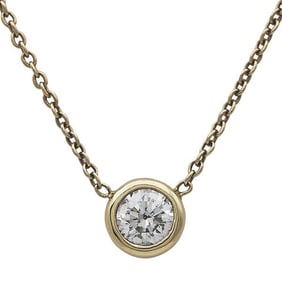 18k Yellow Gold Bezel-Set Diamond Solitaire Pendant Necklace