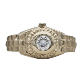 14k Yellow Gold Diamond Rolex Ring