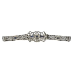 14k White Gold Filigree Sapphire Bracelet