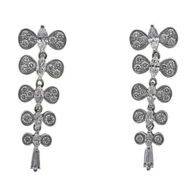18k White Gold Mixed-Cut Diamond Articulated Drop Earrings