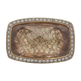 18k Yellow Gold Citrine and Diamond Ring