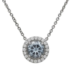 Tiffany & Co. Soleste Platinum Aquamarine and Diamond Pendant Necklace