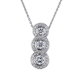 14k White Gold Diamond Pendant Necklace