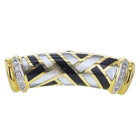 Asch Grossbardt 14k Yellow Gold Diamond, Mother-of-Pearl and Black Onyx Inlay Slide Pendant