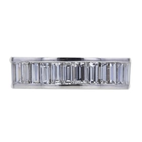 Platinum Emerald-Cut Diamond Eternity Band Ring