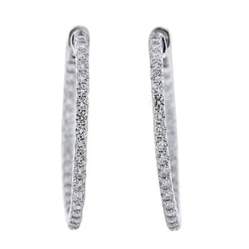 14k White Gold Diamond Inside Out Hoop Earrings