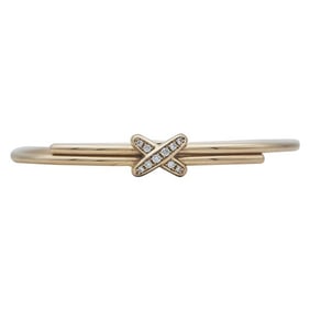 Chaumet Jeux De Leins 18k Yellow Gold Diamond Hinged Bangle Bracelet