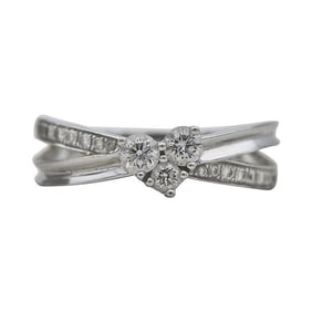 18k White Gold Diamond Crossover Band Ring