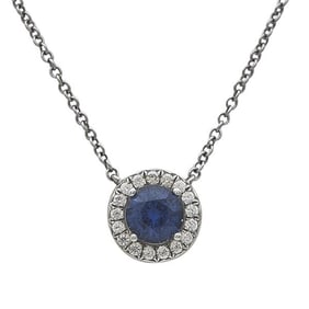 Tiffany & Co. Soleste Platinum Diamond and Sapphire Pendant Necklace