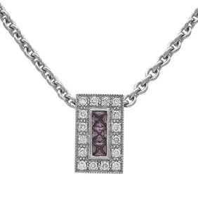 Alor2 18k White Gold Pink Tourmaline and Diamond Pendant Necklace