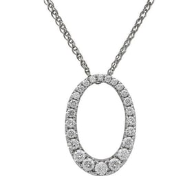 18k White Gold Diamond Open Circle Slide Pendant Necklace