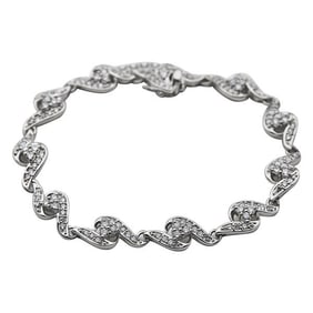 Platinum Diamond Scroll Link Bracelet