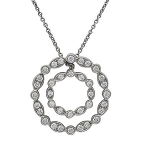 Tiffany & Co. Jazz Swing Platinum Diamond Double Circle Pendant Necklace