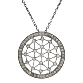 Tiffany & Co. Platinum Diamond Openwork Circle Pendant Necklace