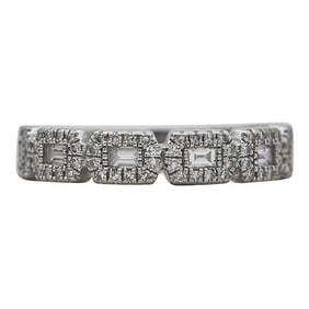 14k White Gold Mixed-Cut Diamond Band Ring