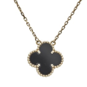 Van Cleef & Arpels Vintage Alhambra 18k Yellow Gold Black Onyx Pendant Necklace