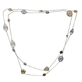 14k Yellow Gold Multi Gem-Set Station Necklace