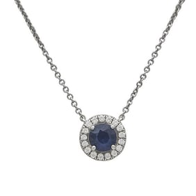 Tiffany & Co. Soleste Platinum Diamond and Sapphire Pendant Necklace