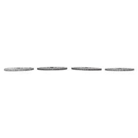 Set of 4 18k White Gold Pavé Diamond and Pink Sapphire Eternity Band Rings