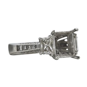 JB Star Platinum Emerald-Cut Diamond Engagement Ring Setting