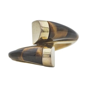 14k Yellow Gold Tiger's Eye Bypass Ring