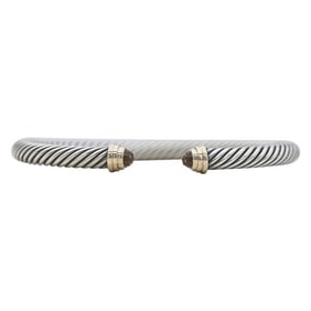 David Yurman Cable 14k Yellow Gold and Sterling Silver Citrine Open Cuff Bracelet