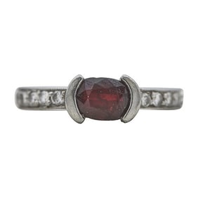Platinum Bar-Set Ruby and Diamond Ring