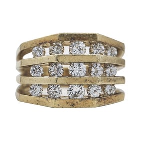 Jose Hess 18k Yellow Gold Channel-Set Diamond Angular Dome Ring