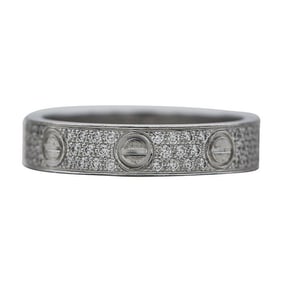 Cartier Love 18k White Gold Pavé Diamond Band Ring