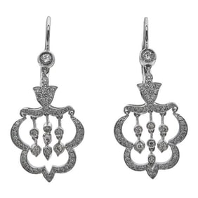 18k White Gold Diamond Chandelier Earrings