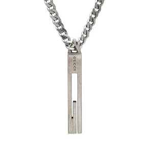 Gucci Sterling Silver Bar Pendant Necklace
